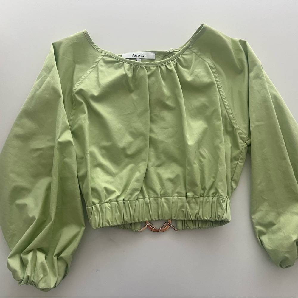 Aurelia Green Puff Sleeve Blouse